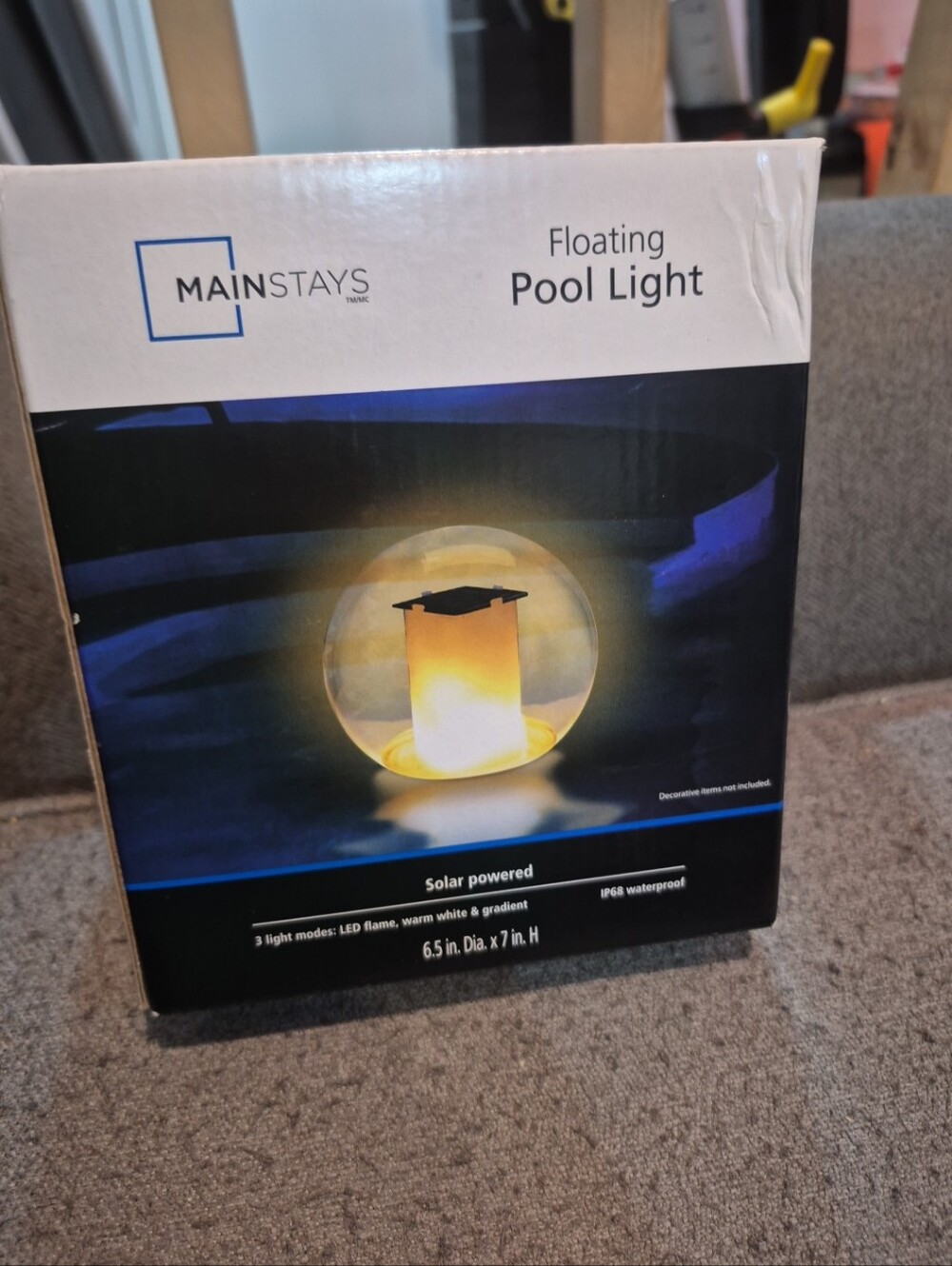 Mainstays Solar Powered Floating Pool Light - White and Yellow Glow